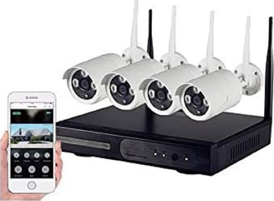 KIT DI VIDEOSORVEGLIANZA CON 4 TELECAMERE NVR LAN WIRELESS FULL HD WIFI CW567