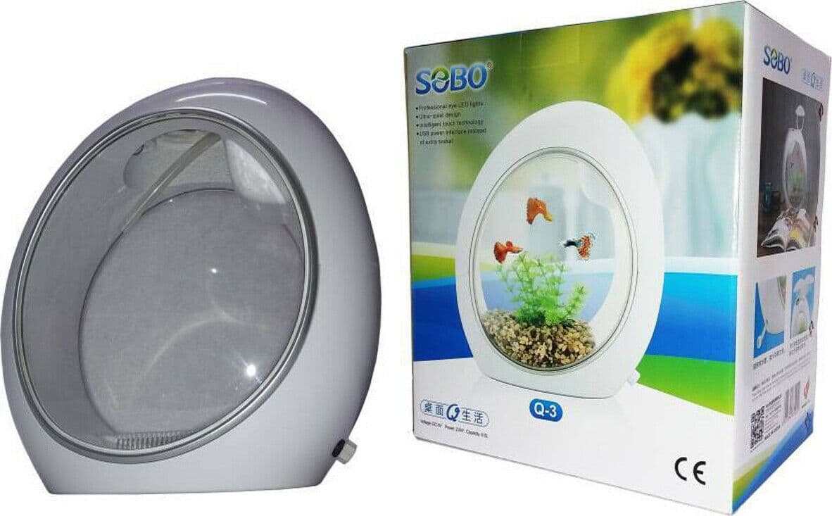 ACQUARIO MINI SOBO 6.5 LITRI Q-3 LUCE LED OVALE PESCI FILTRAZIONE INCORPORPORATA - 4