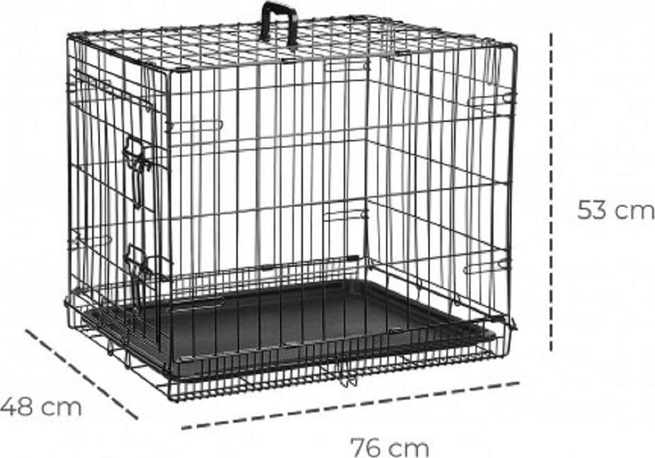 GABBIA PER CANI CANE IN METALLO NERO 96 X 84 X 64 CM PER TRASPORTO CON RUOTE - 6