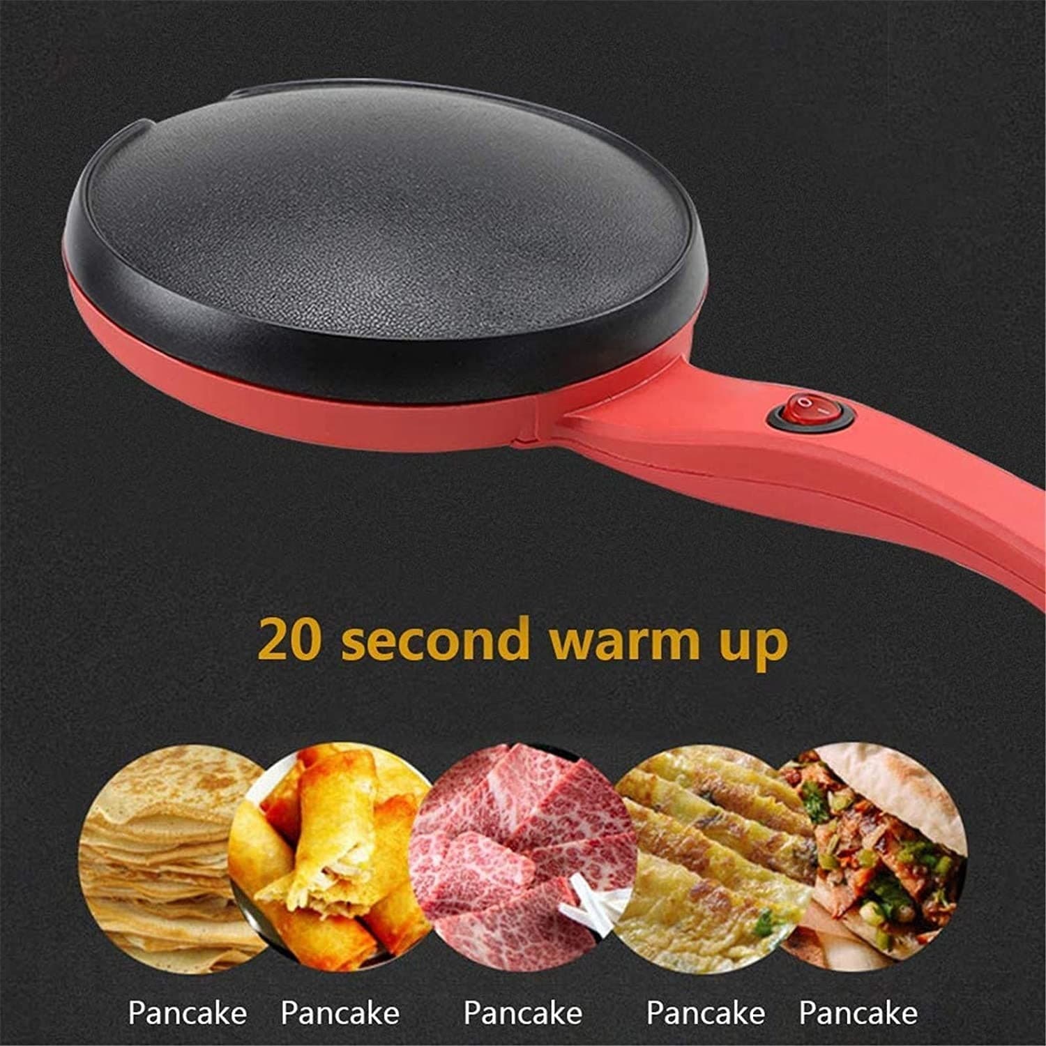 CREPIERA MACCHINA PER CREPES 600 WATT CON MANICO PIASTRA 20 CM ANTIADERENTE - 3