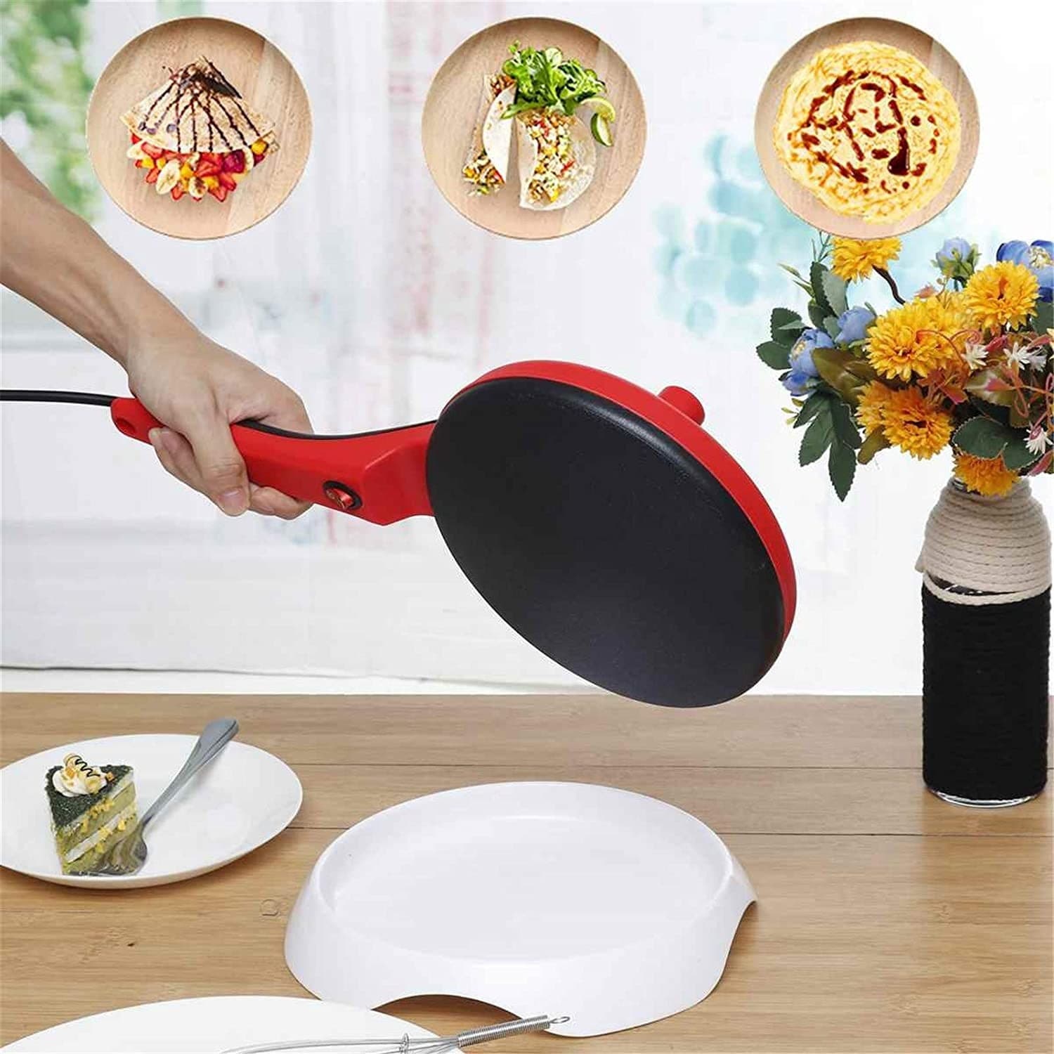 CREPIERA MACCHINA PER CREPES 600 WATT CON MANICO PIASTRA 20 CM ANTIADERENTE - 6