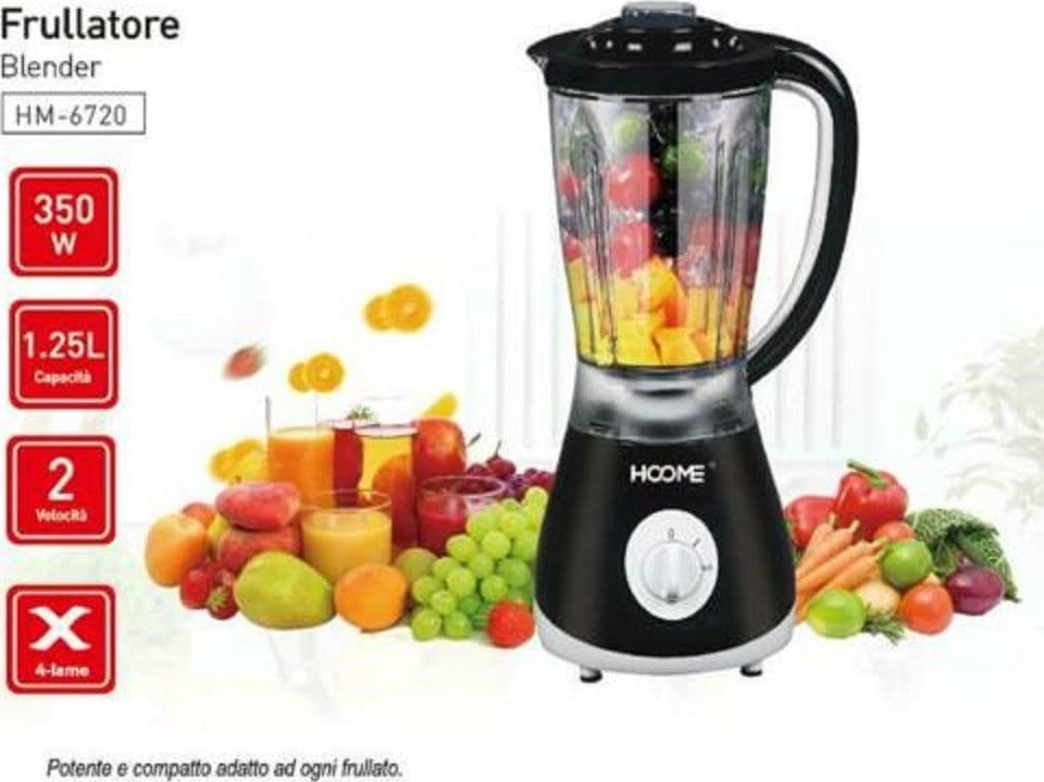 FRULLATORE ELETTRICO TRITATUTTO FRUTTA FRAPPE 1,25 LT 350 WATT HOOMEI HM-6720