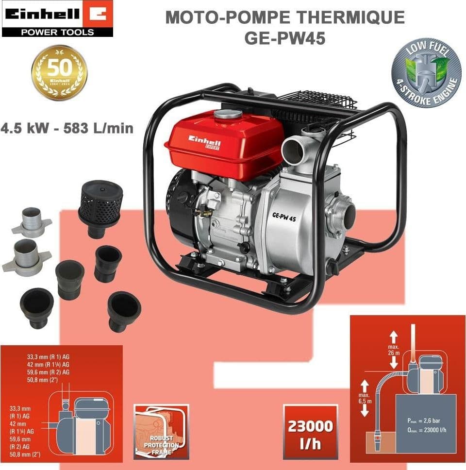 EINHELL GE-PW 45 BENZINA pompa acqua da giardino 4 tempi fino a 23000 L/H - 6
