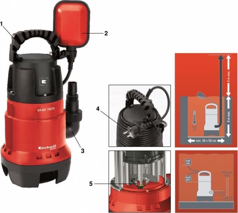Elettropompa Immersione Einhell GH-DP 7835 Pompa acque sporche scure Sommersa - 2