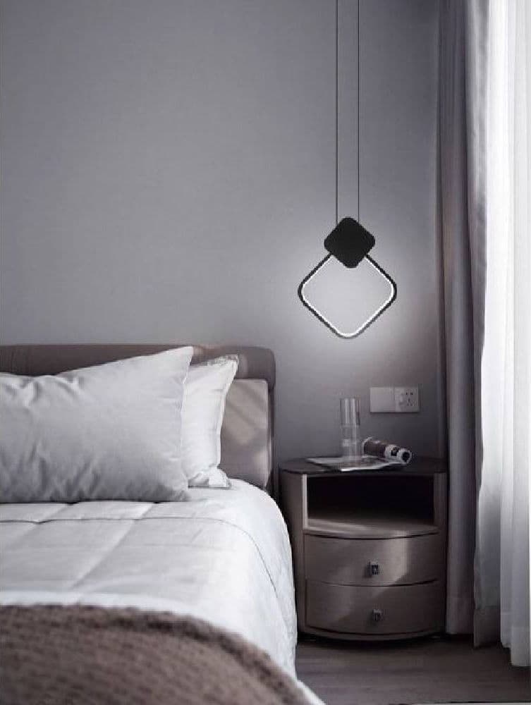LAMPADARIO LED SOSPENSIONE 12 W METALLO NERO MODERNO LUCE 3000K 4000K 6500K LP-02 - 4