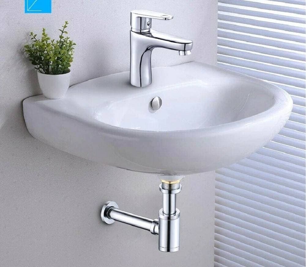 SIFONE A BOTTIGLIA LAVANDINO SCARICO 1" 1/4 LAVABO CROMATO CON ROSONE ART.69374 - 2