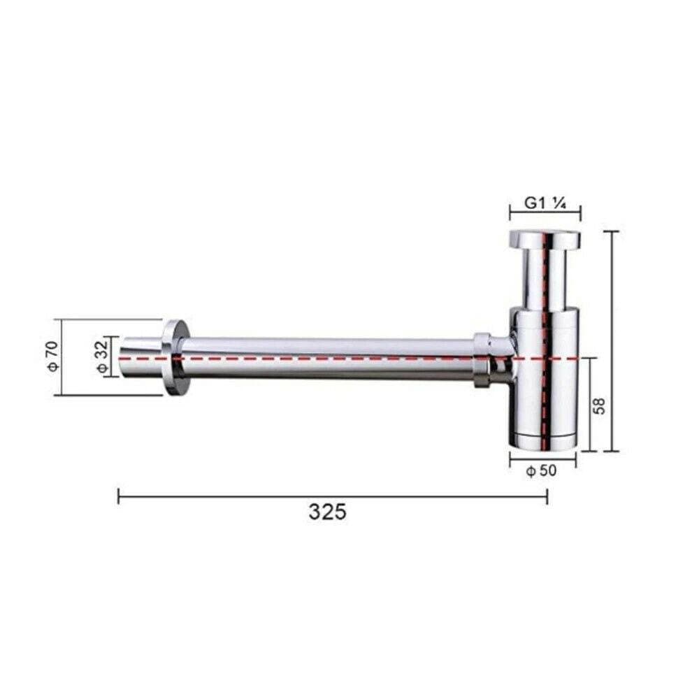 SIFONE A BOTTIGLIA LAVANDINO SCARICO 1" 1/4 LAVABO CROMATO CON ROSONE ART.69374 - 4