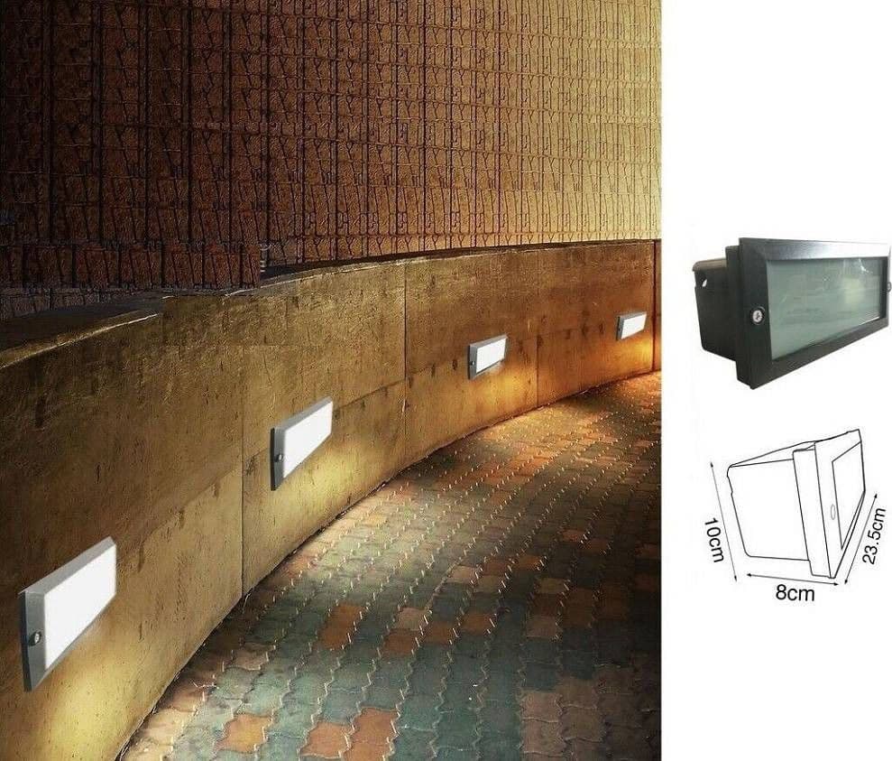 FARETTO SEGNAPASSO DA INCASSO PER ESTERNO IP65 CON ATTACCO E27 LED RETTANGOLARE - 2