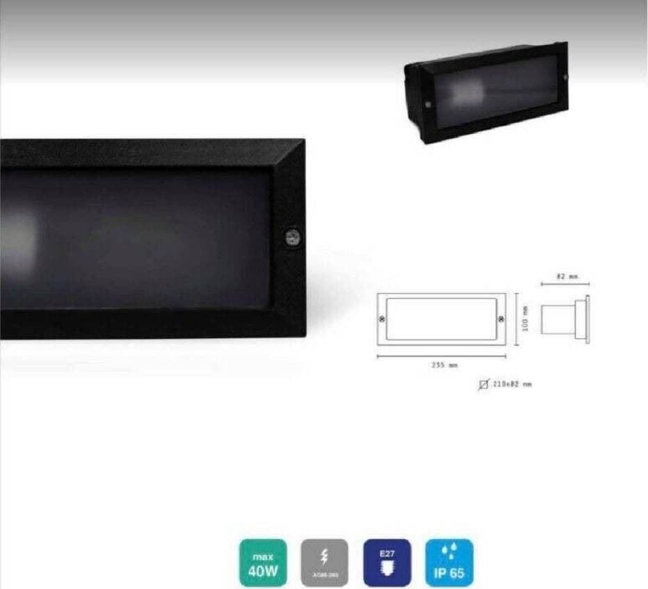 FARETTO SEGNAPASSO DA INCASSO PER ESTERNO IP65 CON ATTACCO E27 LED RETTANGOLARE - 5