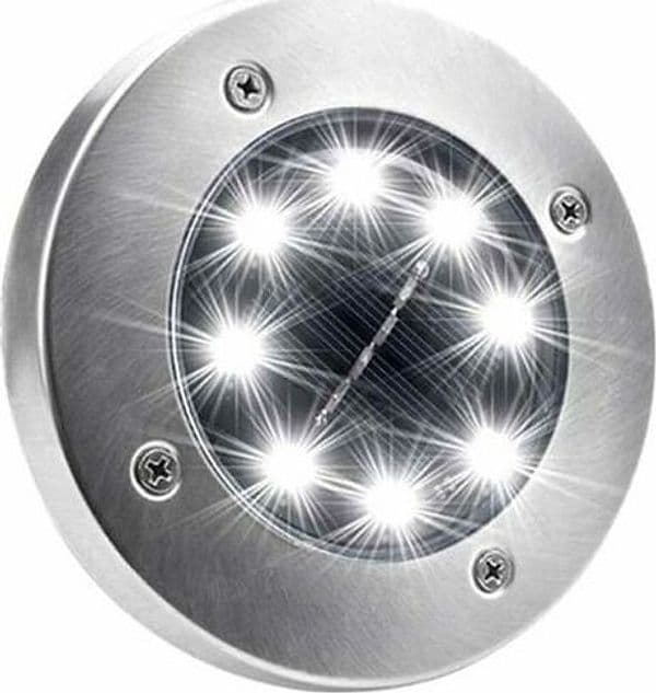 4 FARO LAMPADA LED SOLARE DA ESTERNO GIARDINO FARETTO 8 LED PICCHETTO SEGNAPASSI - 2
