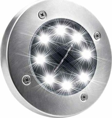 4 FARO LAMPADA LED SOLARE DA ESTERNO GIARDINO FARETTO 8 LED PICCHETTO SEGNAPASSI - 2