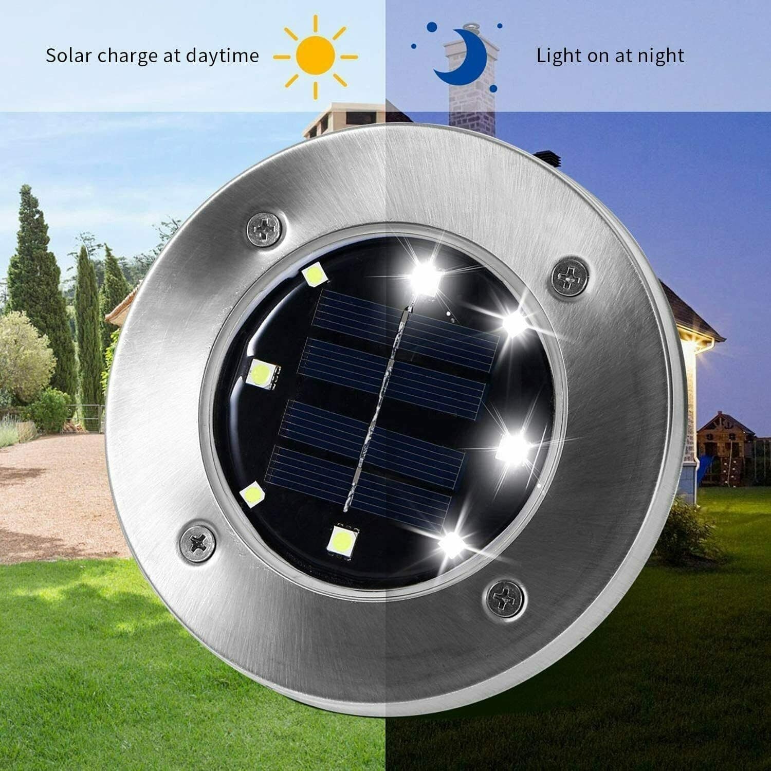 4 FARO LAMPADA LED SOLARE DA ESTERNO GIARDINO FARETTO 8 LED PICCHETTO SEGNAPASSI - 5