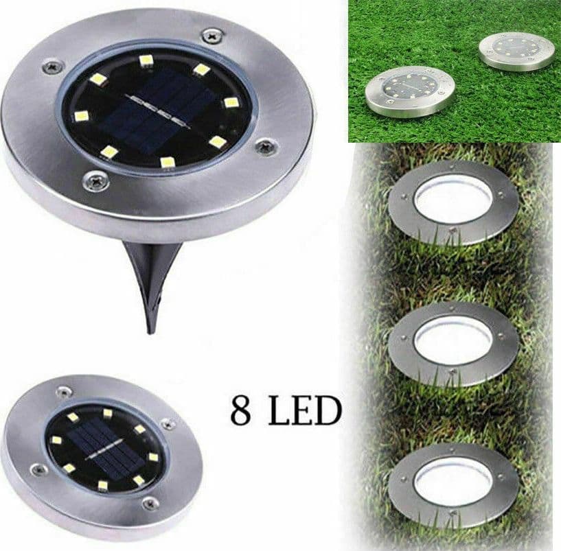 4 FARO LAMPADA LED SOLARE DA ESTERNO GIARDINO FARETTO 8 LED PICCHETTO SEGNAPASSI - 6