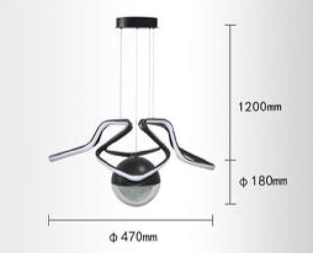 LAMPADARIO A SOSPENSIONE LED 65W BLACK LACE A NASTRI DESIGN MODERNO NERO LP-19 - 2