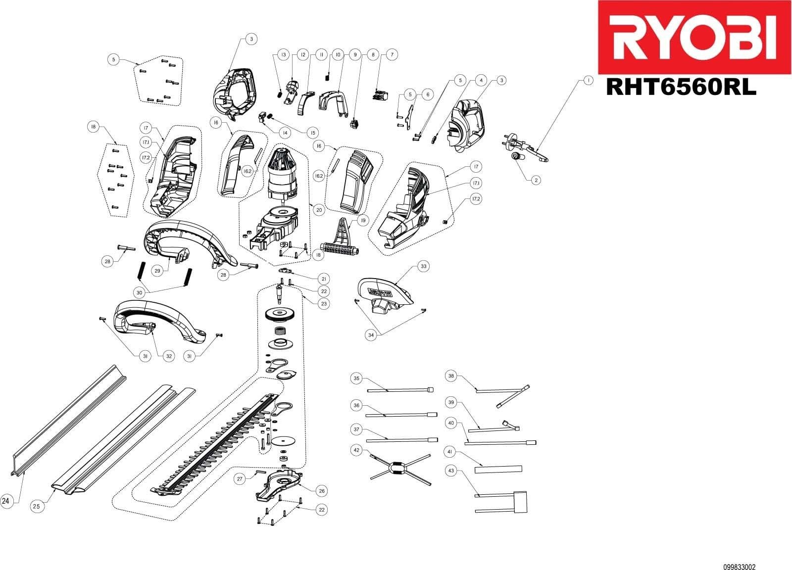 TAGLIASIEPI ELETTRICO RYOBI RHT6560RL 650W LAMA 60CM TAGLIO 30MM ROTANTE - 3