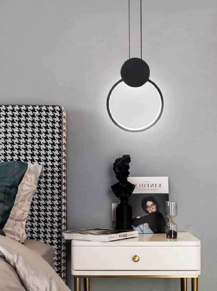 LAMPADARIO LED SOSPENSIONE 10 W MODERNO METALLO NERO LUCE 3000K 6500K 4000K LP-01 - 4