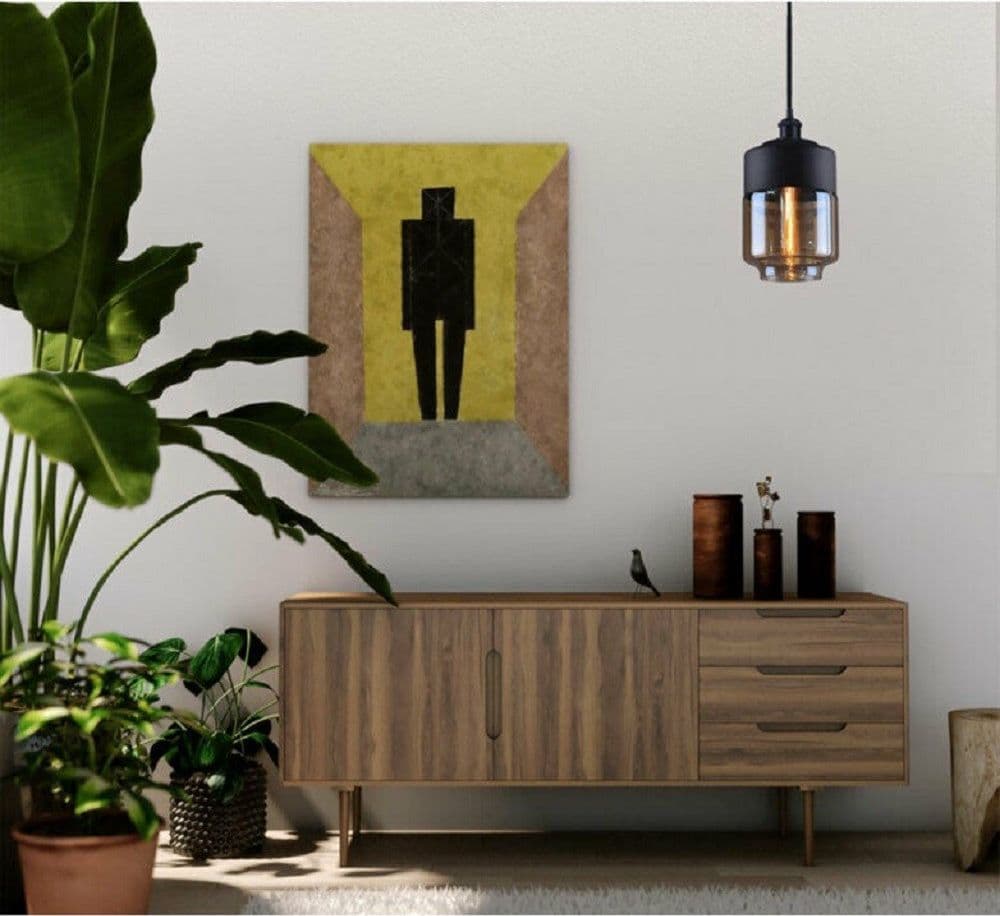 LAMPADARIO A SOSPENSIONE VINTAGE SOFFITTO ATTACCO E27 EFFETTO AMBRATO NERO LP-14 - 3