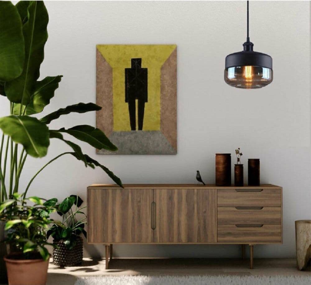 LAMPADARIO A SOSPENSIONE VINTAGE DA SOFFITTO E27 NERO VETRO EFFETTO AMBRATO LP13 - 3