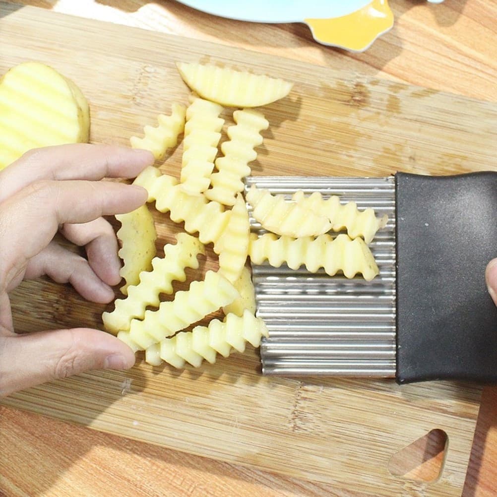 TAGLIA AFFETTA PIEGA MODELLA PATATE PATINE FRITTE ONDULATE EFFETTO CHIPS - 3