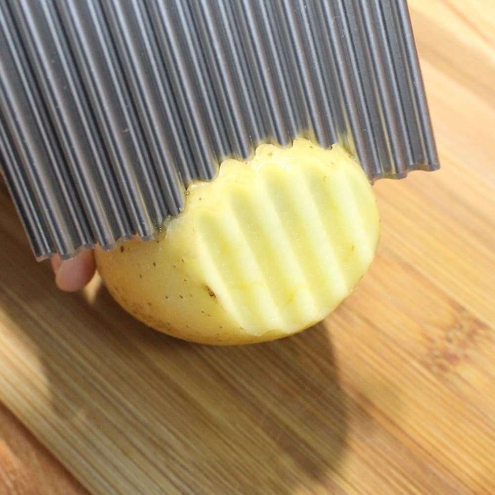 TAGLIA AFFETTA PIEGA MODELLA PATATE PATINE FRITTE ONDULATE EFFETTO CHIPS - 4