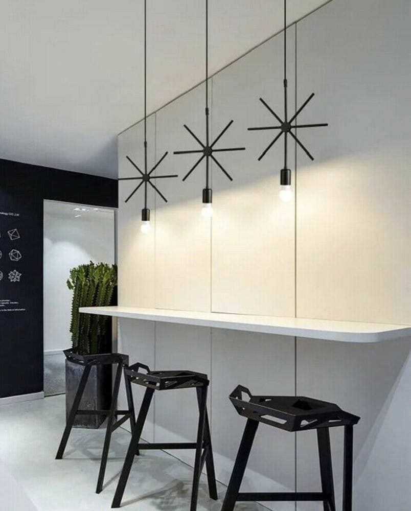 LAMPADA A SOSPENSIONE MODERNA A STELLA PER LAMPADINE E27 PORTALAMPADA B35-X - 4
