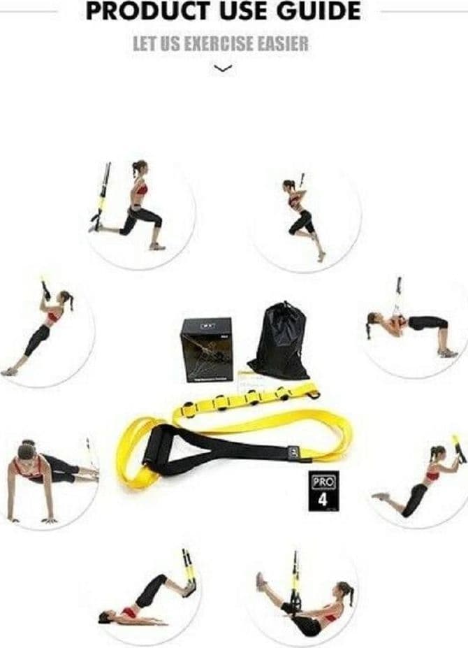 TRAINER DI SOSPENSIONE CINGHIE BANDE DI RESISTENZA FITNESS ALLENAMENTO PALESTRA - 2