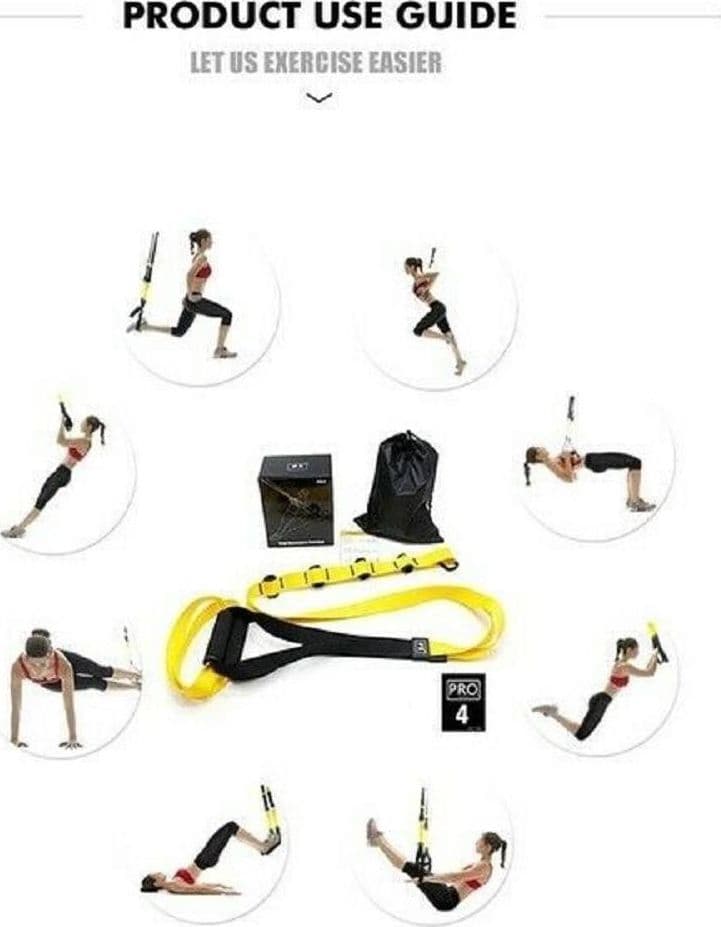 TRAINER DI SOSPENSIONE CINGHIE BANDE DI RESISTENZA FITNESS ALLENAMENTO PALESTRA - 2