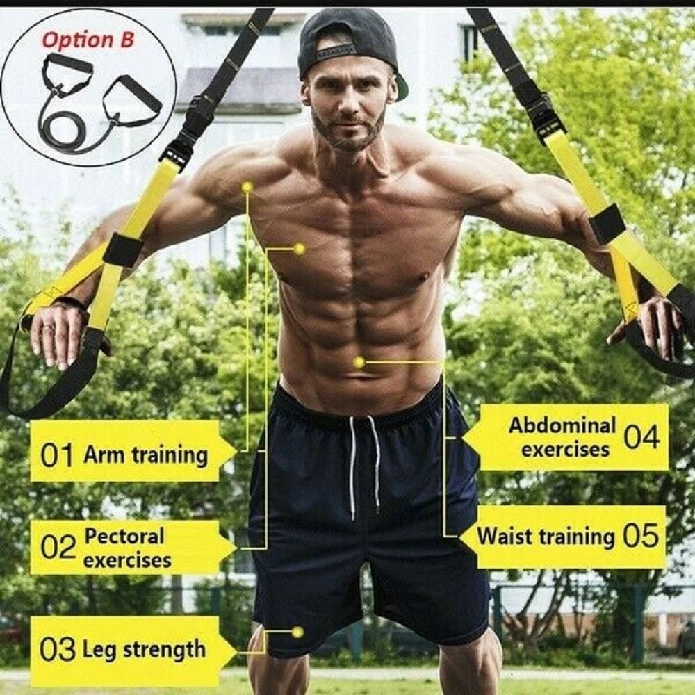 TRAINER DI SOSPENSIONE CINGHIE BANDE DI RESISTENZA FITNESS ALLENAMENTO PALESTRA - 3
