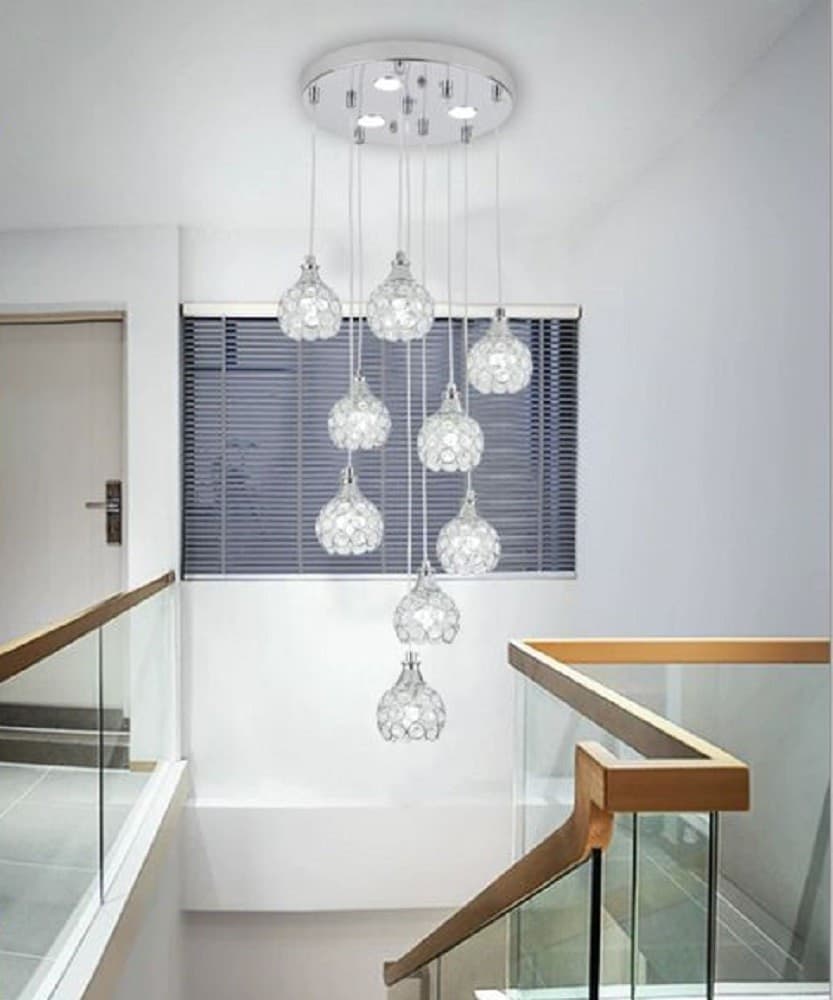 LAMPADARIO SOFFITTO SOSPENSIONE PLAFONIERA ORO ARGENTO ATTACCO G9 LUCE 6500K B37 - 4