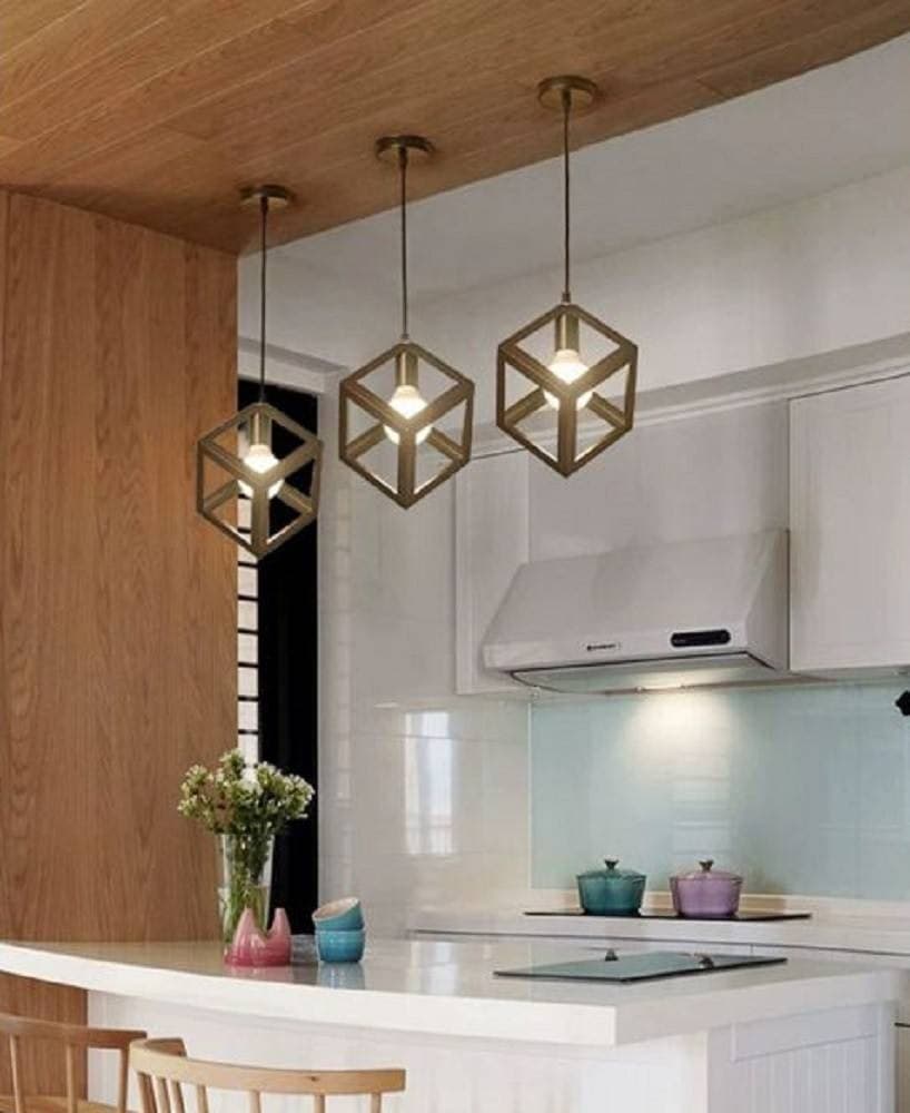 LAMPADARIO DA SOFFITTO A SOSPENSIONE A FORMA DI CUBO 3D PORTALAMPADA E27 A24 - 6