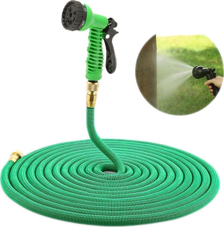 TUBO ESTENSIBILE FLESSIBILE IRRIGAZIONE GIARDINO MULTIGETTO PISTOLA 12 METRI - 3