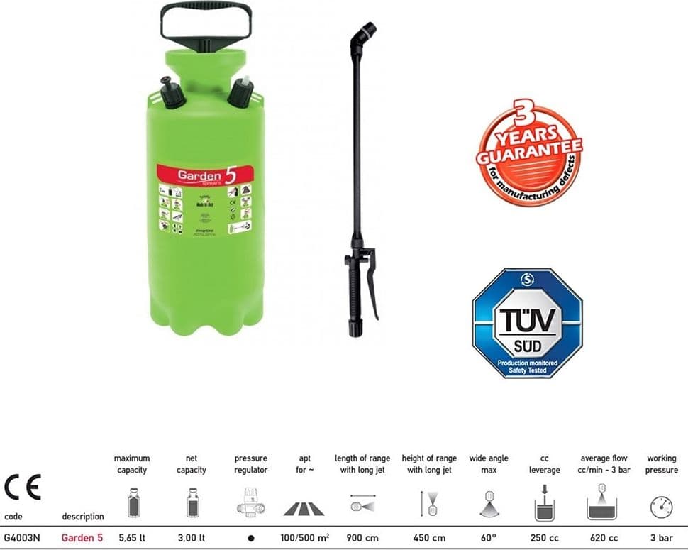 POMPA NEBULIZZATORE A MANO IRRIGAZIONE DI MARTINO GARDEN 5 GIARDINO PROFESSIONAL - 6