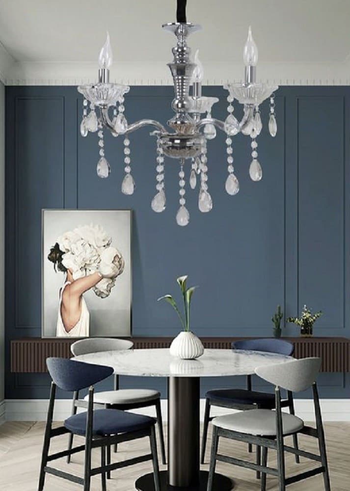 LAMPADARIO SOFFITTO 3 BRACCI A SOSPENSIONE CON CATENA GOCCE PENDENTI LAMPADA A26 - 6