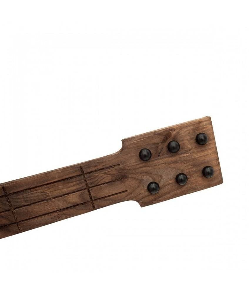 LAMPADARIO SOSPENSIONE DESIGN GUITAR IN LEGNO FORMA CHITARRA 6 ATTACCHI E27 A53 - 5