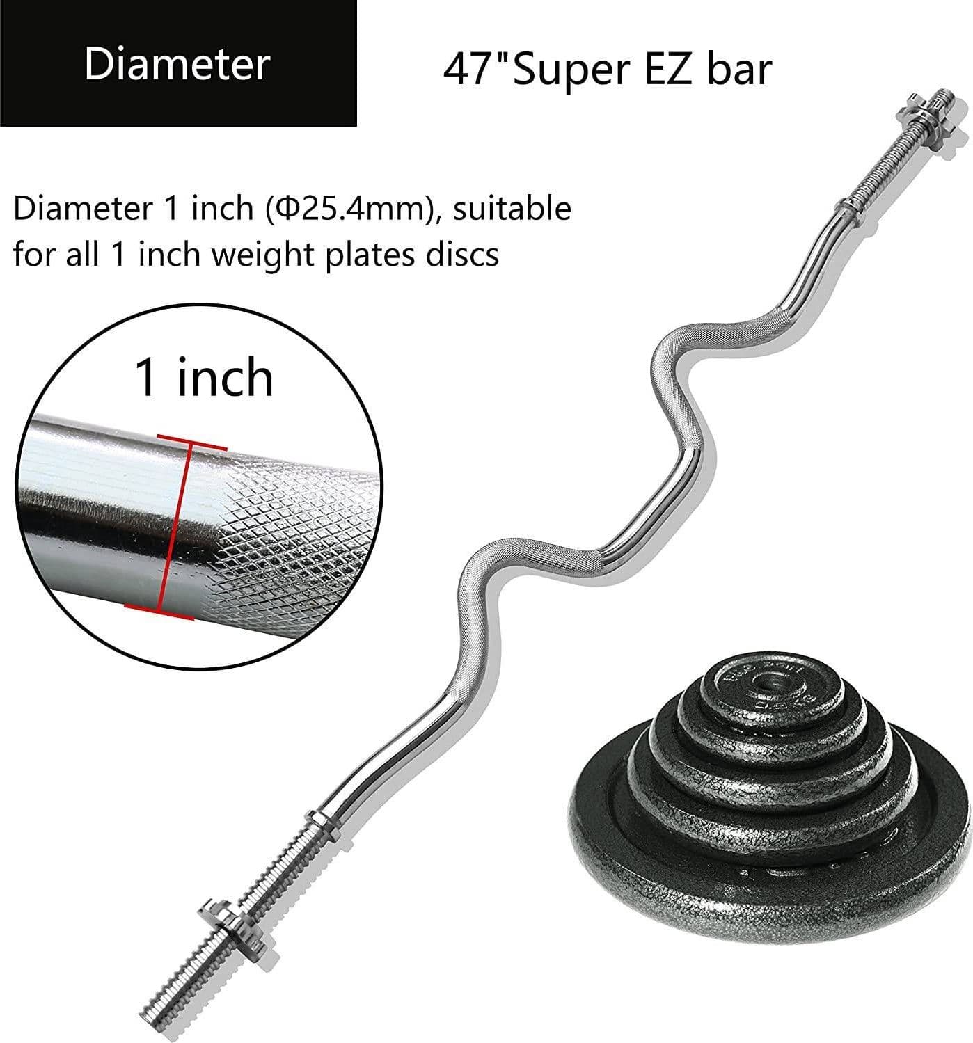 BILANCIERE CURL CURVO ONDULATO 120CM CON FERMA DISCHI EZ 25mm SOLLEVAMENTO PESI - 6