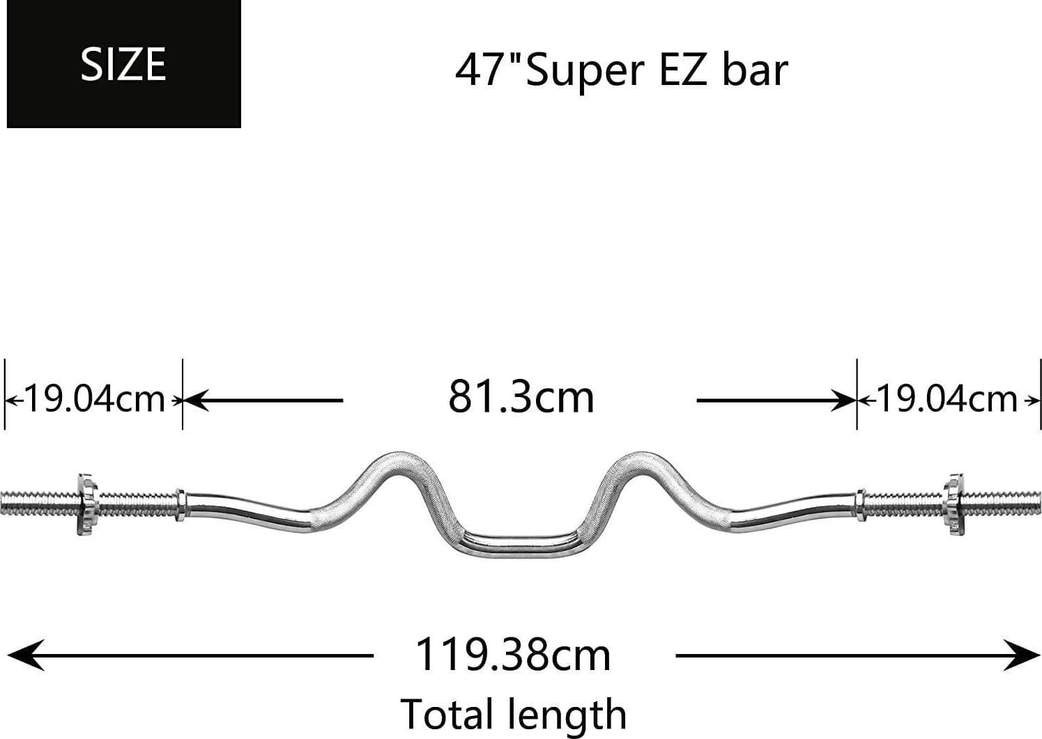 BILANCIERE CURL CURVO ONDULATO 120CM CON FERMA DISCHI EZ 25mm SOLLEVAMENTO PESI - 7
