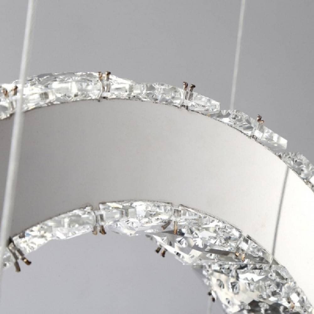 LAMPADARIO LED DESIGN MODERNO CERCHI DI CRISTALLO 25 WATT LUCE BIANCO FREDDO B34 - 5