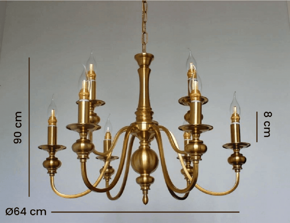 LAMPADARIO DA SOFFITTO DESIGN CLASSICO 8 BRACCI EFFETTO OTTONE VINTAGE 6097 A32 - 2