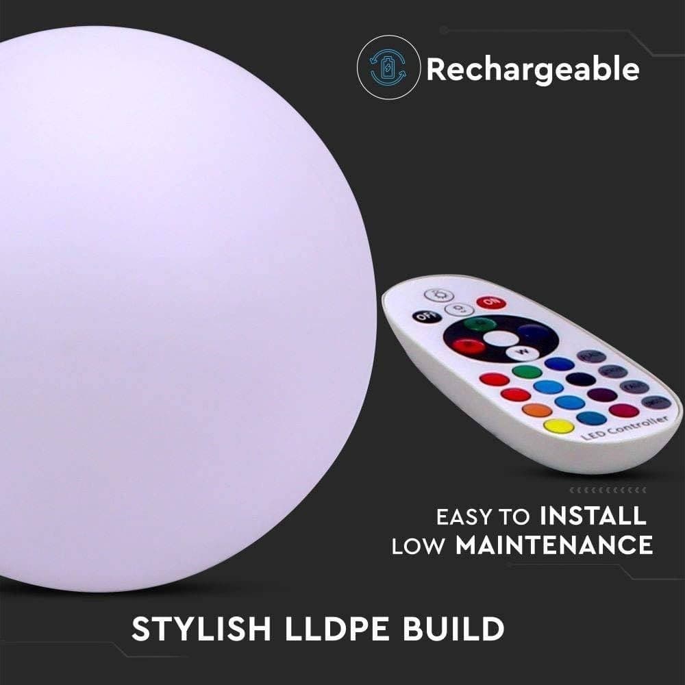 SFERA LUMINOSA 41CM MULTICOLOR LED RGB 3W RICARICABILE TELECOMANDO IP67 VT-7807 - 6