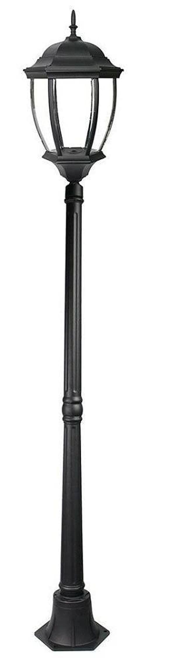 LAMPIONE GIARDINO LANTERNA NERO VETRO E27 LUCE ESTERNO ALLUMINIO 178X24 CM ES35 - 2