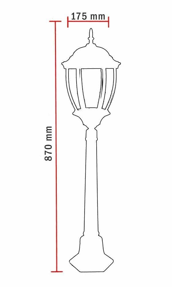 LAMPIONE GIARDINO BRONZO 870MM LANTERNA IN VETRO E27 LUCE ESTERNO ALLUMINIO ES39 - 2