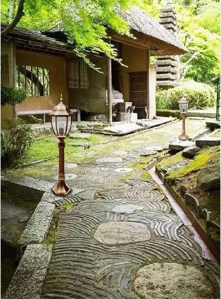 LAMPIONE GIARDINO BRONZO 870MM LANTERNA IN VETRO E27 LUCE ESTERNO ALLUMINIO ES39 - 3