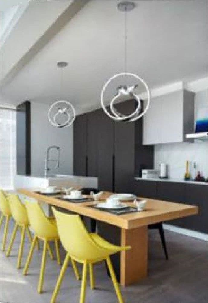 LAMPADARIO 53W LED MODERNO LAMPADA A SOSPENSIONE CON UCCELLO LUMINOSO 6500K A51 - 5