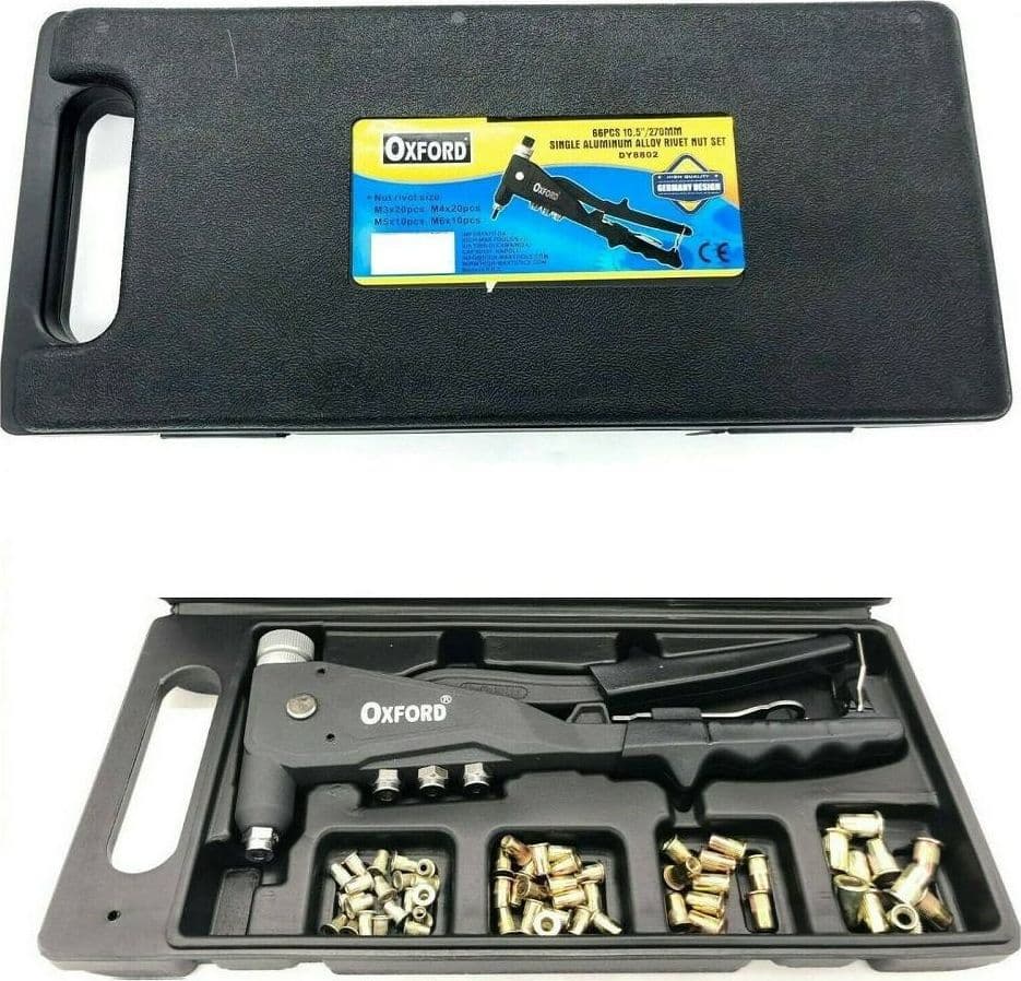 KIT 66 PZ RIVETTATRICE PER INSERTI RIVETTI FILETTATI FILETTI M3 M4 M5 M6 - 2
