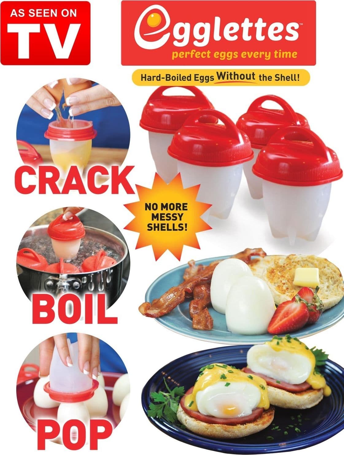 CUOCI UOVA IN SILICONE SENZA GUSCIO 6 PZ UOVO SODO FRITTATA OMELETTE EGGLETTES - 2