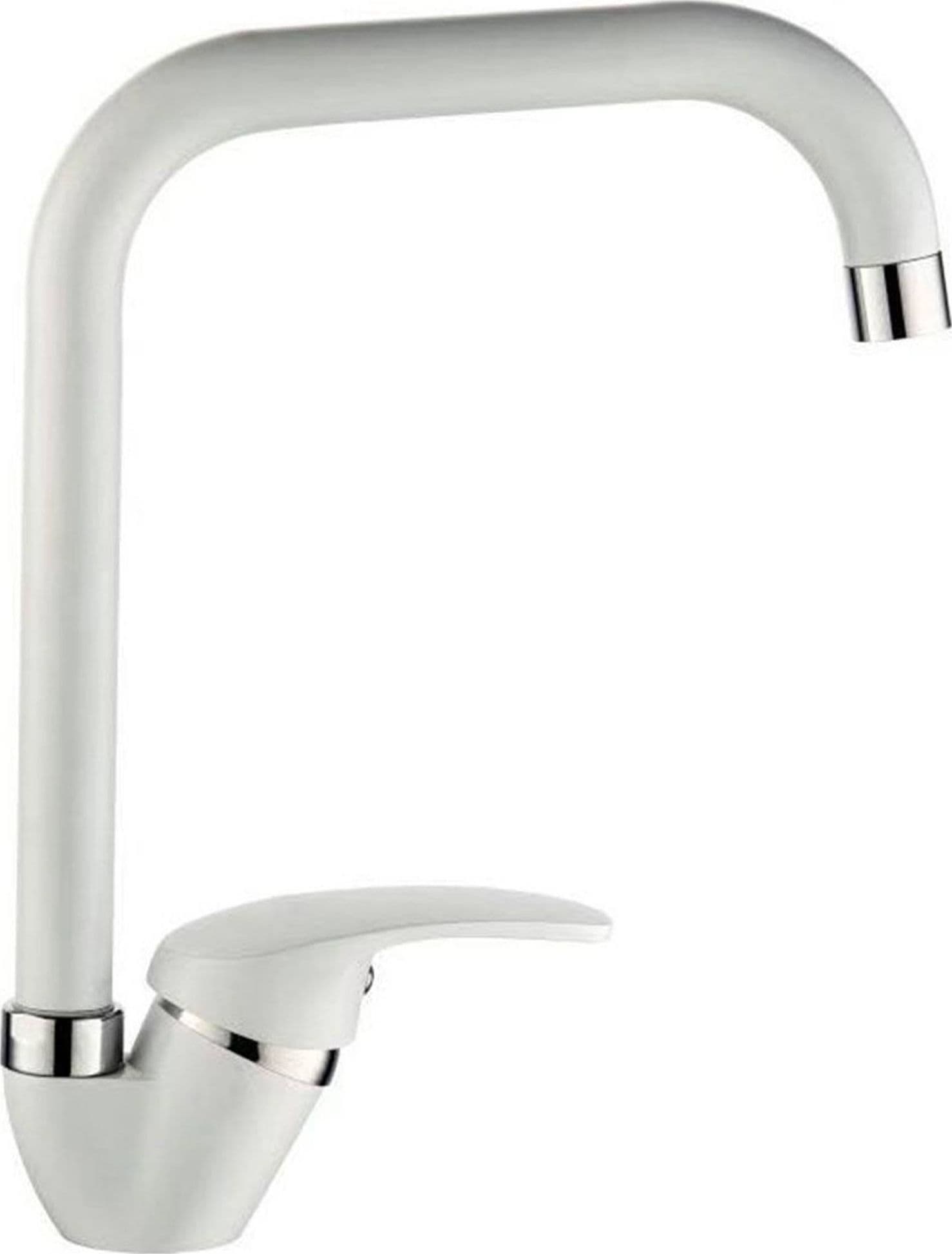 MISCELATORE LAVELLO BIANCO SQUADRATO ISCHIA LAVANDINO CUCINA MONOFORO MONOCOMANDO - 2