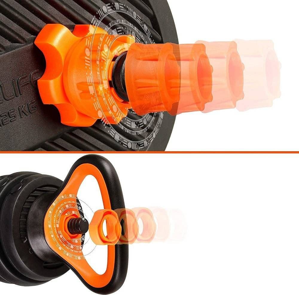 SET 6IN1 MULTIFUNZIONE PESO 30 KG MANUBRI CON BILANCIERE E KETTLEBELL COMPONIBILE - 4