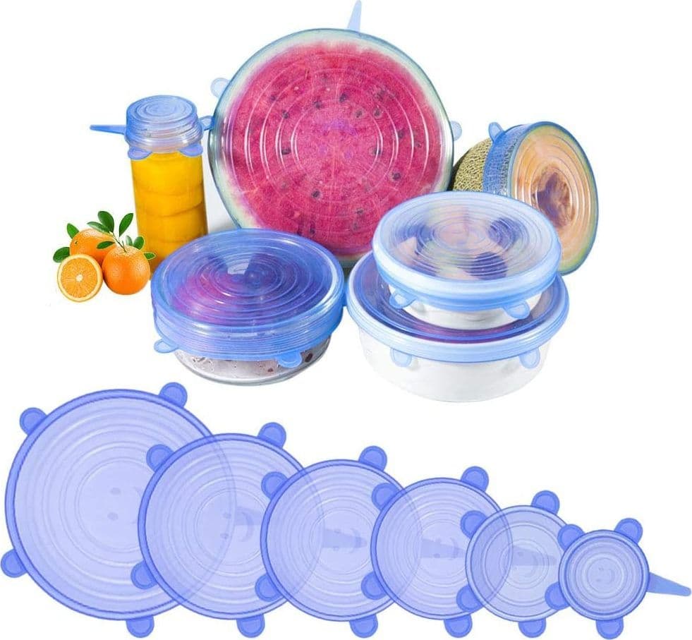 COPERCHIO IN SILICONE ESTENSIBILE SER 6 TAPPI PER CONTENITORE ALIMENTI ERMETICO - 2