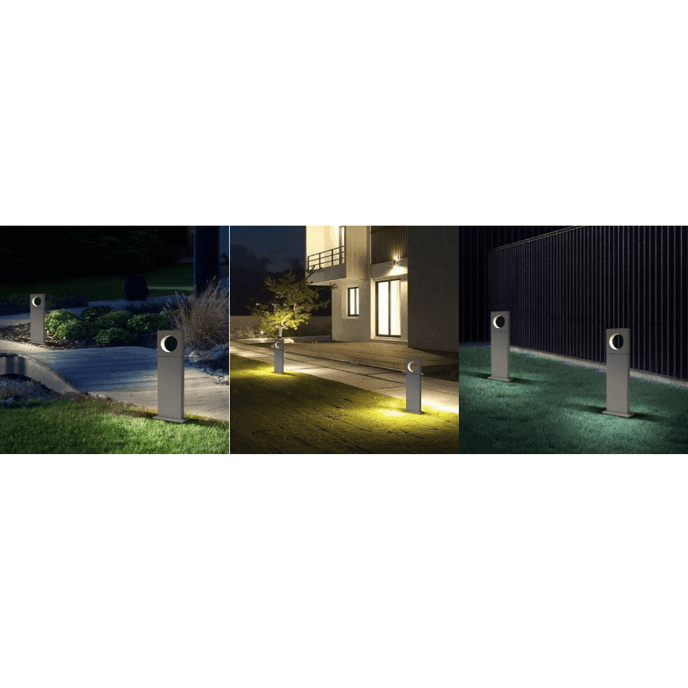 LAMPADA PALO DA GIARDINO LED CERCHIO 50CM 12 W GRIGIO LUCE 6500K 4000K 3000K ES60 - 6