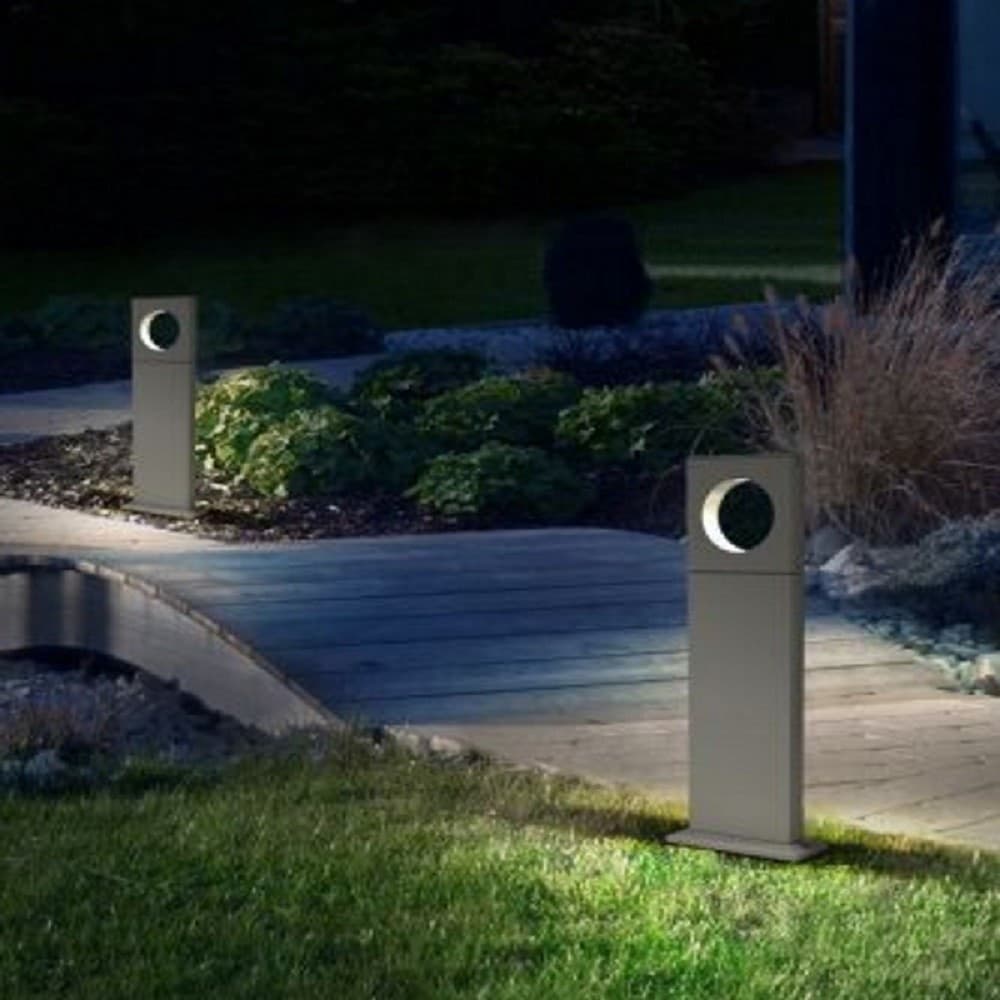 LAMPADA PALO DA GIARDINO LED CERCHIO 50CM 12 W GRIGIO LUCE 6500K 4000K 3000K ES60 - 8